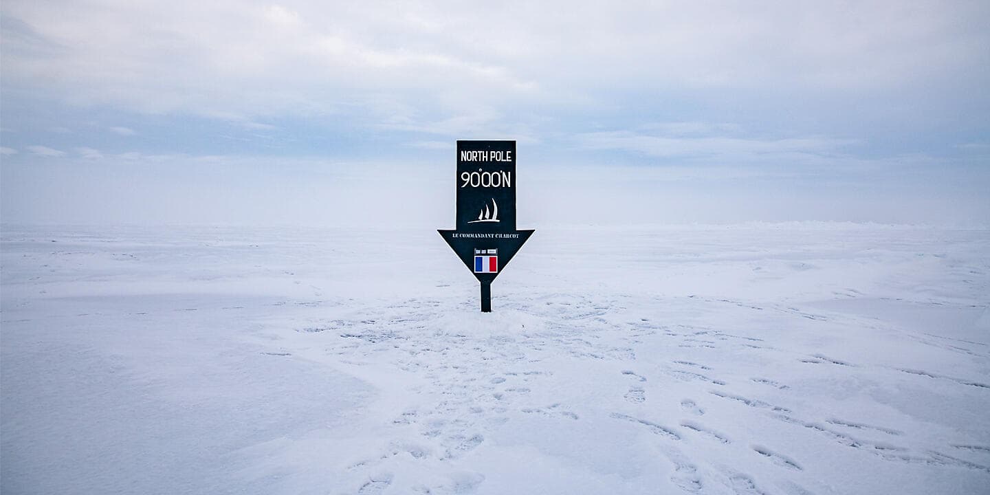 The Geographic North Pole and the east coast of Greenland