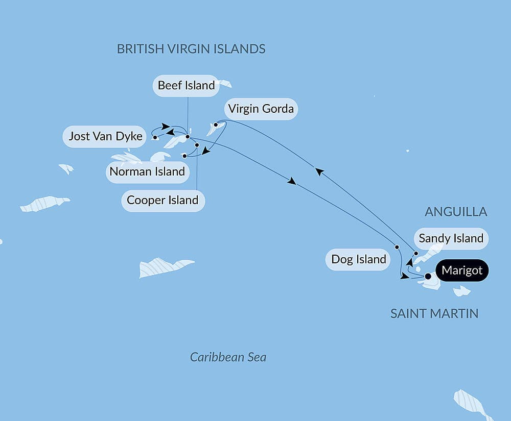 Reverie under sail in the heart of the Lesser Antilles null