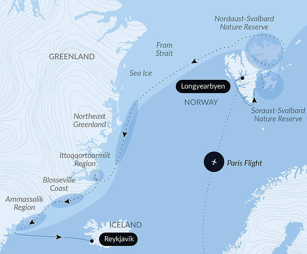 In the ice of the Arctic, from Svalbard to Greenland null