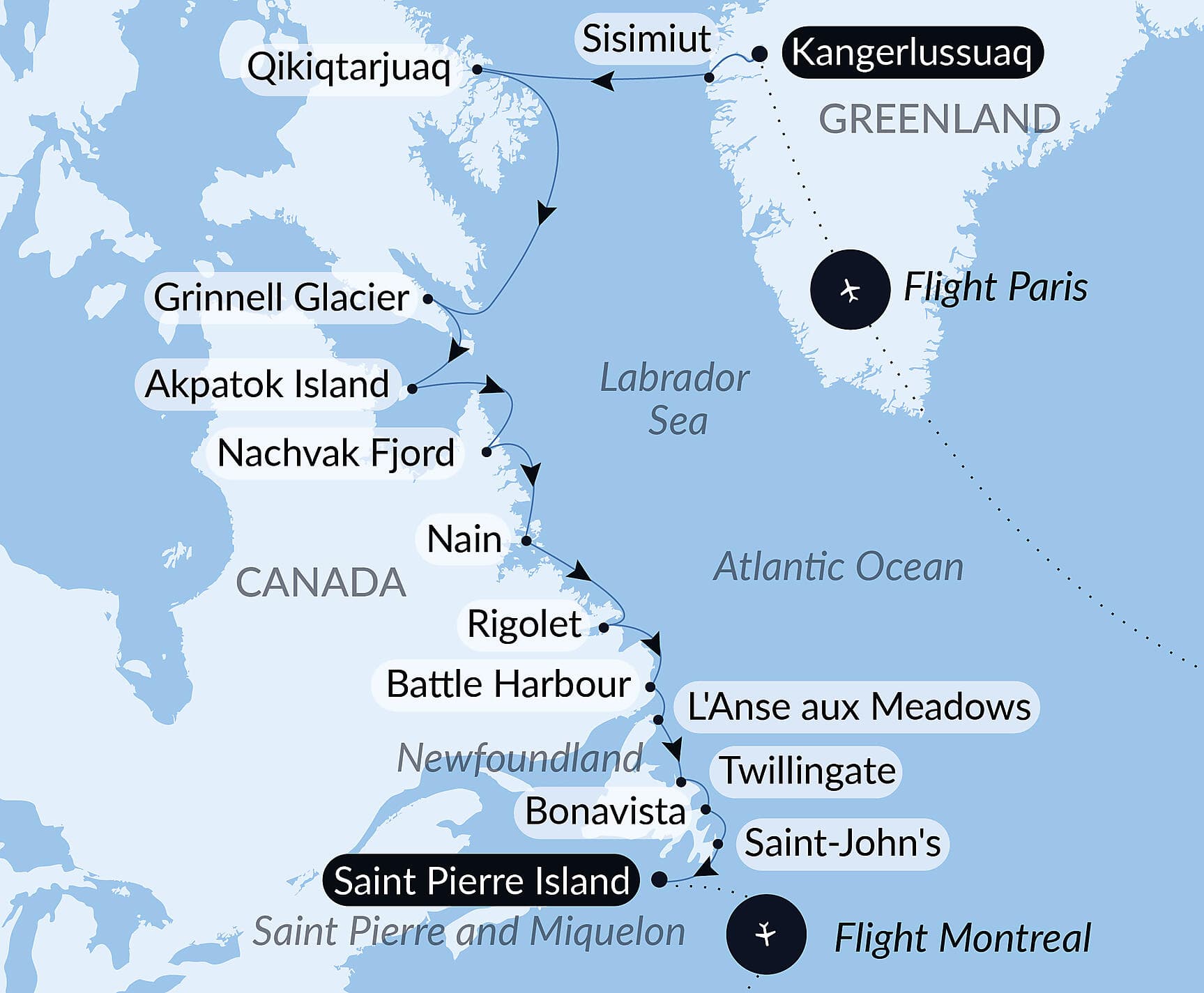 Wilderness from Greenland to the East Coast of Canada